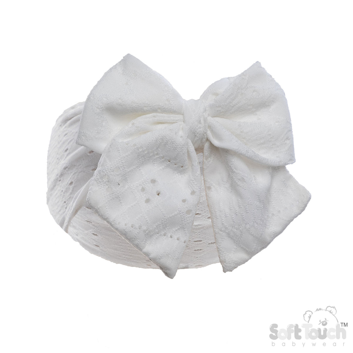 White Perforated Bow Headband