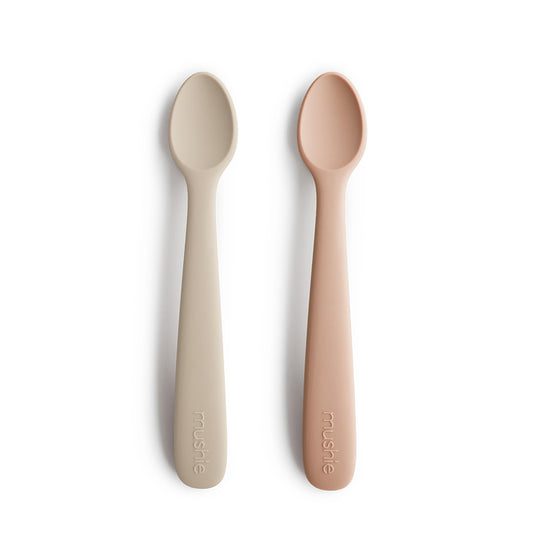 Mushie Silicone Feeding Spoons 2-Pack Blush/Shifting Sand
