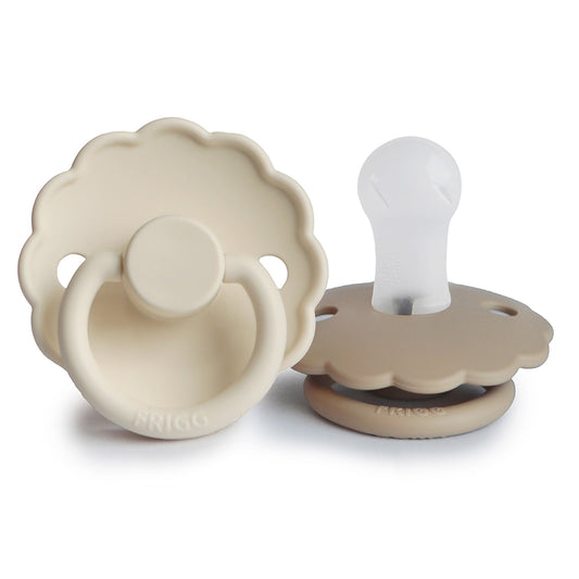 FRIGG Daisy - Round Silicone 2-Pack Dummy - Cream/Croissant - Size 1